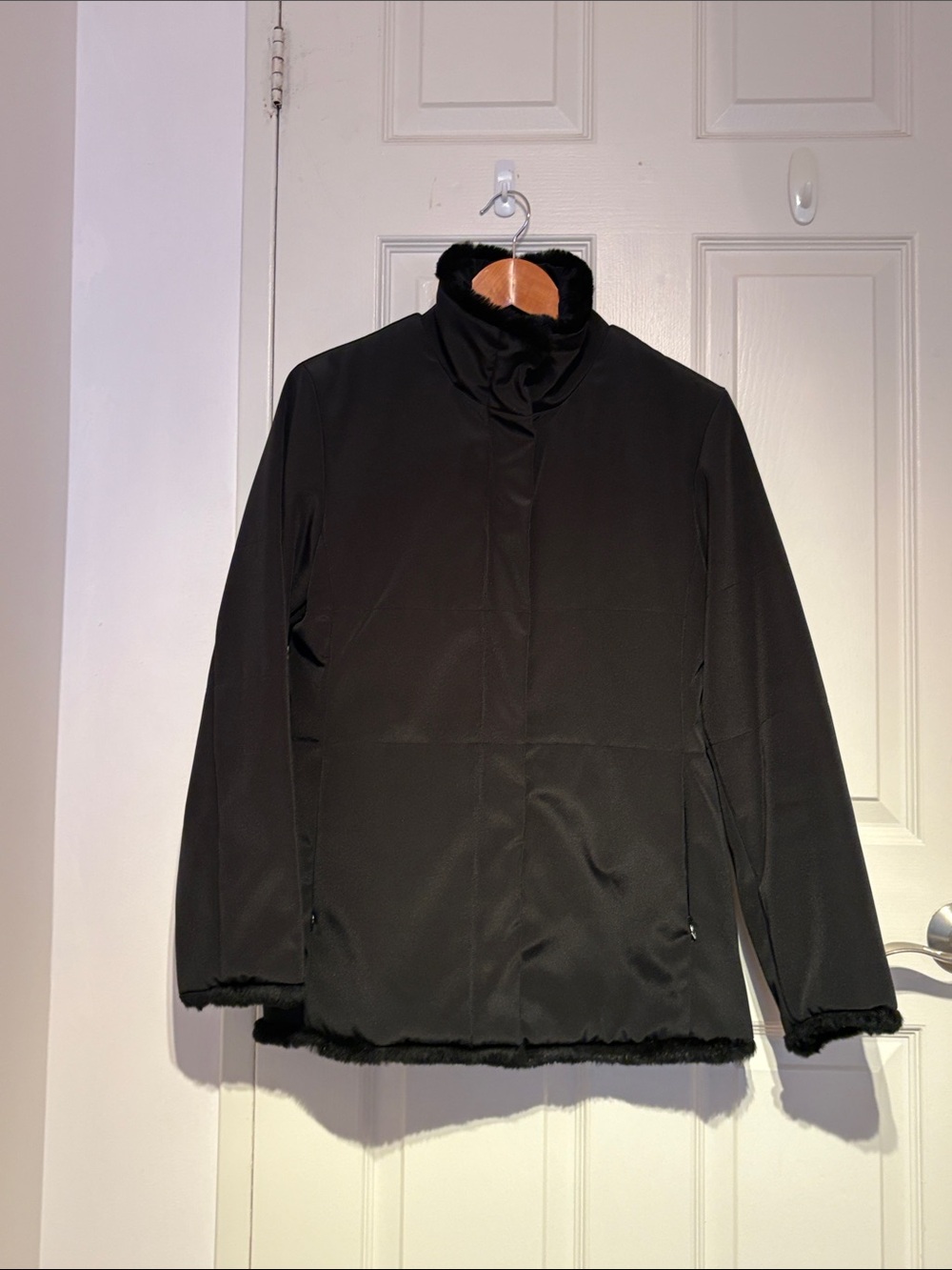 Marc Jacobs Black Puffy Jacket with Faux-Fur Trim